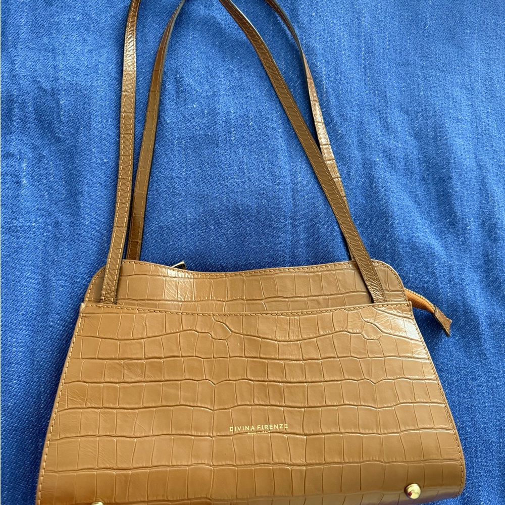 Divina Firenze Women’s Shoulder Bag Genuine Leather Brown made in ITALY